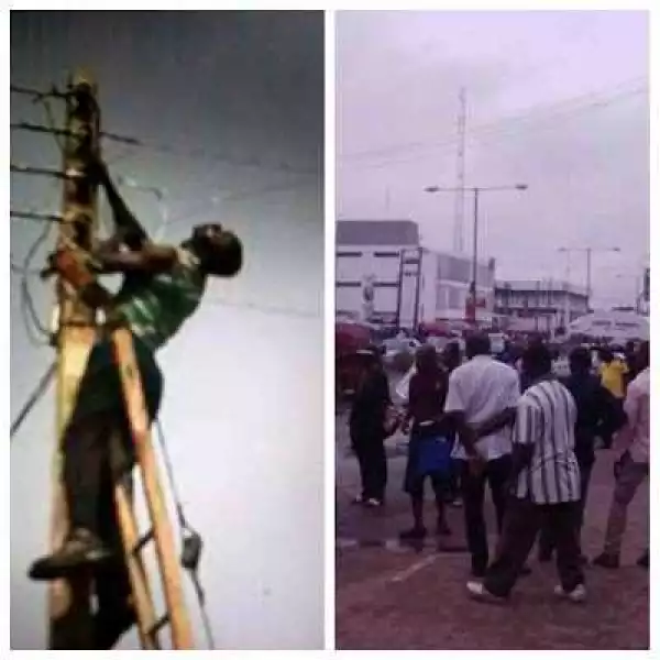 PHCN Official Electrocuted During Illegal Connection Of Electric Cables [Photos]